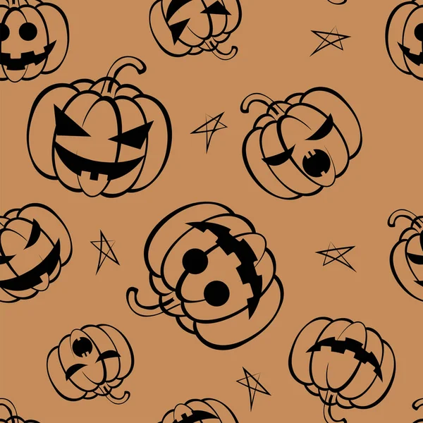 Vector Seamless Repeating Pattern Cartoon Pumpkin Thanksgiving Halloween Concept Seasonal — Stock Vector