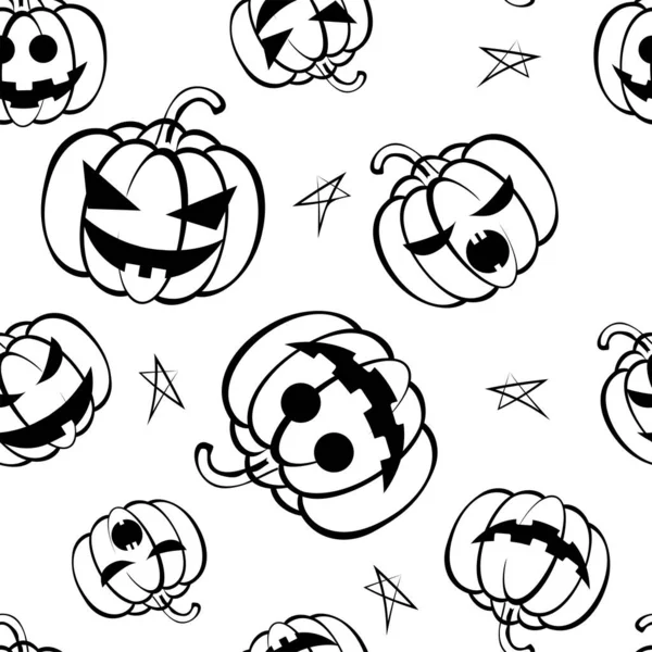 Vector Seamless Repeating Pattern Cartoon Pumpkin Thanksgiving Halloween Concept Seasonal — Stock Vector