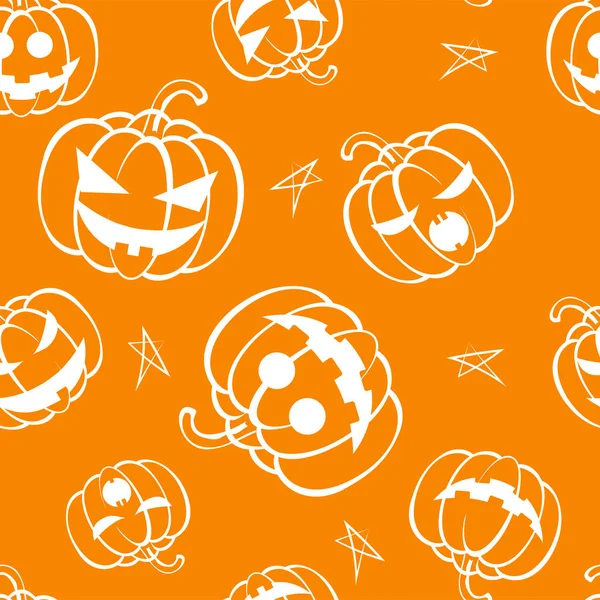 Vector Seamless Repeating Pattern Cartoon Pumpkin Thanksgiving Halloween Concept Seasonal — Stock Vector
