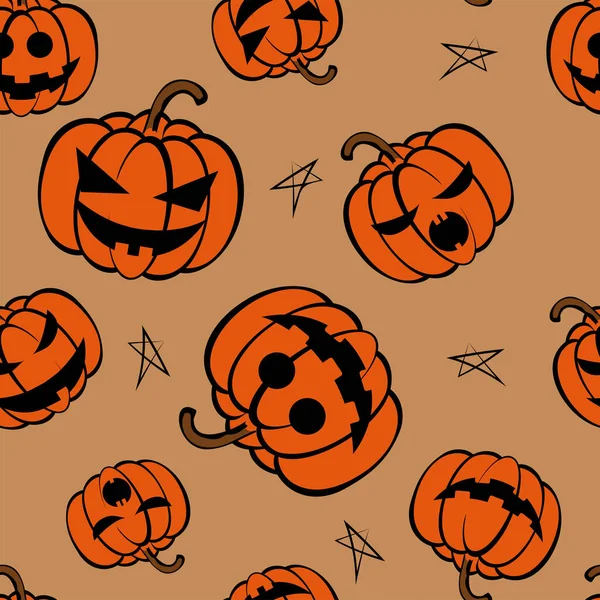 Vector Naadloze Herhaling Patroon Van Cartoon Pompoen Thanksgiving Halloween Concept — Stockvector
