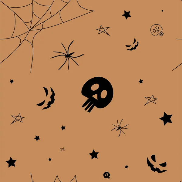 Vector Padrão Halloween Colorido Feliz Estilo Desenho Animado Engraçado Fundo — Vetor de Stock