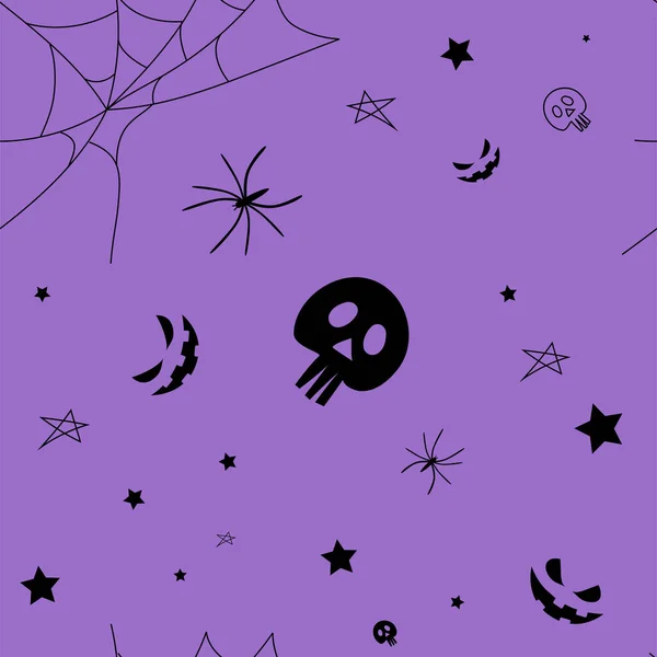 Vector Gelukkig Kleurrijk Halloween Patroon Grappige Tekenfilmstijl Achtergrond Met Handgetekende — Stockvector