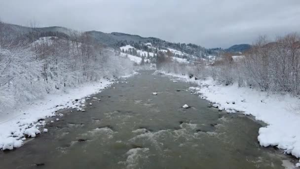 Vinterflod. Tystnad i naturen — Stockvideo