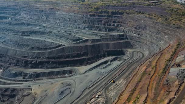 Cantera Cielo Abierto Enorme Mineral Hierro Minería Gran Cantera Drone — Vídeo de stock