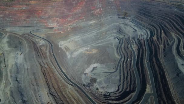 Cava Open Pit Enorme Minerale Ferro Miniera Grande Cava Drone — Video Stock