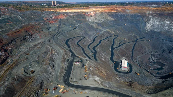 Huge Iron Ore Quarry Iron Ore Quarry Top View Aero — Stock Photo, Image