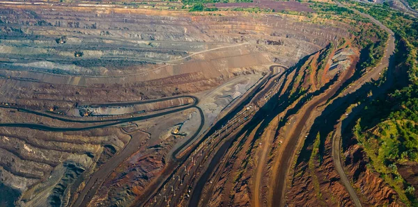 Pedreira Mineração Minério Ferro Vista Superior — Fotografia de Stock