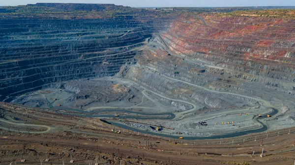 Huge Iron Ore Quarry Iron Ore Quarry Top View Aero — Stock Photo, Image