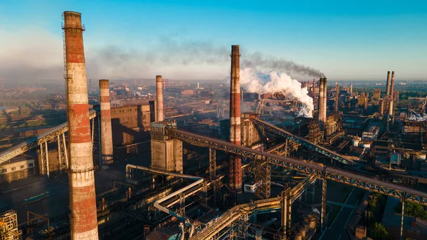 Factory Smoke Chimneys Height Panorama — Stock Photo, Image