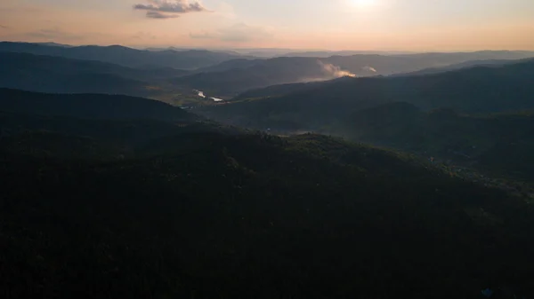 Горный Лес Закате Вид Сверху — стоковое фото