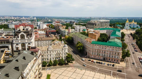 Kiev Capital Ucrania Desde Vista Pájaro Disparando Con Dron Verano — Foto de Stock