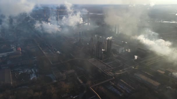 Fumaça Fábrica Metalúrgica Chaminés Que Atiram Zangão Uma Ecologia Altura — Vídeo de Stock
