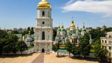 Aziz Sophia Katedrali Kiev. St. Sophia Meydanı 'nın tepesinden.
