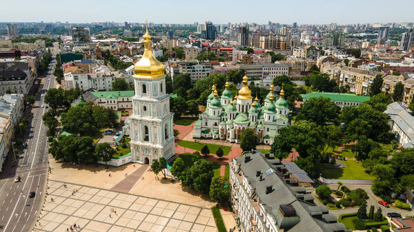 St. Sophia's Cathedral Kiev from the height of St. Sophia's Square cityscape