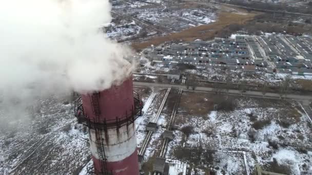 Schoorsteen Rook Ketel Kamer Hoogte Drone Stoom — Stockvideo