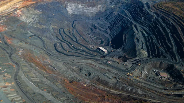 Carrière Minerai Fer Énorme Carrière Minerai Fer Vue Dessus Séance — Photo