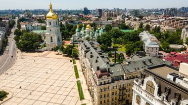 Aziz Sophia Katedrali Kiev. St. Sophia Meydanı 'nın tepesinden.