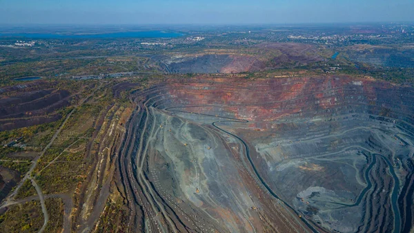 Enorme Mineral Hierro Cantera Mineral Hierro Cantera Vista Superior Aero — Foto de Stock