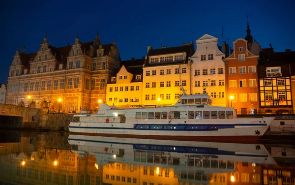 Picturesque Summer Evening Panorama Architectural Pier Old Town Gdansk Poland — 스톡 사진