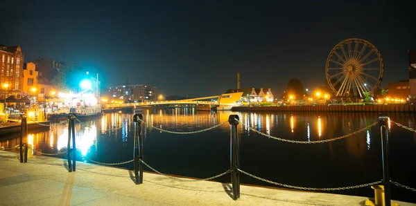 Picturesque Summer Evening Panorama Architectural Pier Old Town Gdansk Poland — ストック写真