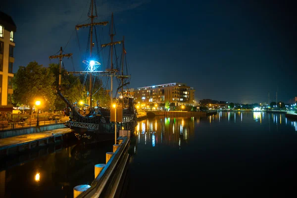 Picturesque Summer Evening Panorama Architectural Pier Old Town Gdansk Poland —  Fotos de Stock