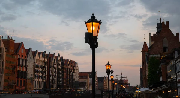 Escénico Panorama Vespertino Del Casco Antiguo Arquitectónico Gdansk Polonia — Foto de Stock