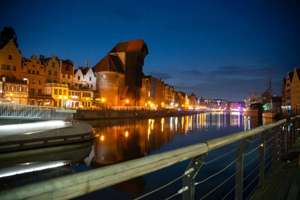 Picturesque Summer Evening Panorama Architectural Pier Old Town Gdansk Poland — Stockfoto