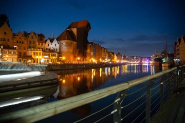 Picturesque summer evening panorama of the architectural pier of the Old Town GDANSK, POLAND