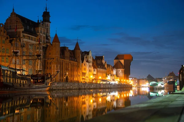 Picturesque Summer Evening Panorama Architectural Pier Old Town Gdansk Poland — Stock Photo, Image