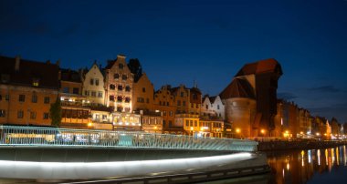 Picturesque summer evening panorama of the architectural pier of the Old Town GDANSK, POLAND