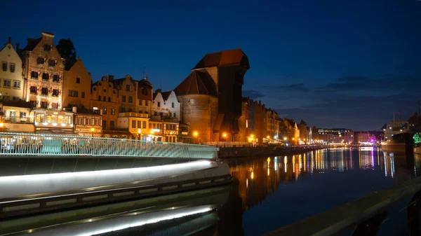 Picturesque Summer Evening Panorama Architectural Pier Old Town Gdansk Poland — Stockfoto