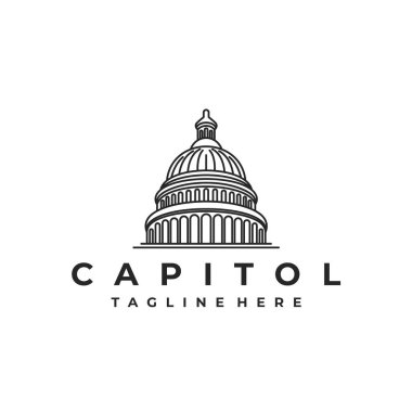 Line Art Capitol kubbe logo tasarımı ilham - Capital logo tasarımı vektör illüstrasyonu