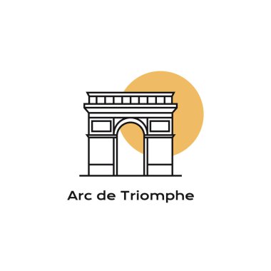 Line Art Arc de Triomphe, Fransa, Paris 'in simgesi. Arc de Triomphe logo tasarımı vektör çizimi
