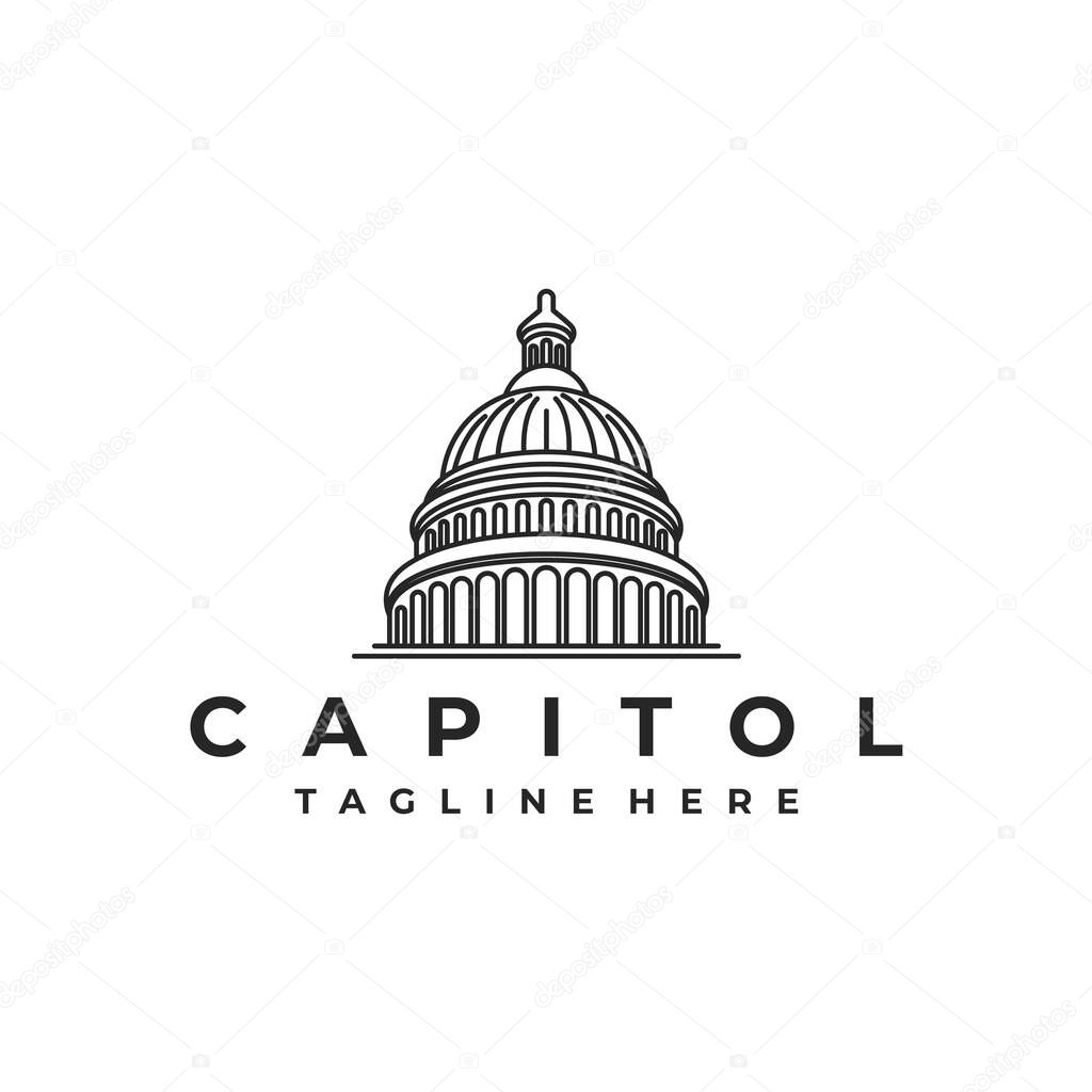 Line art Capitol dome logo design inspiration - Capital logo design vector illustration