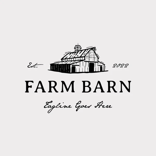 Vintage Farm Barn Logo Design Barn Wood Building House Farm Stok Vektör