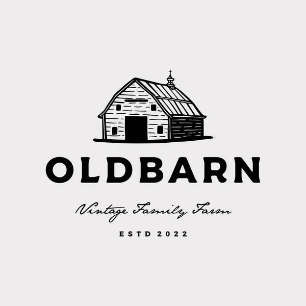 Vintage Farm Barn Logo Design Barn Wood Building House Farm Stok Illüstrasyon