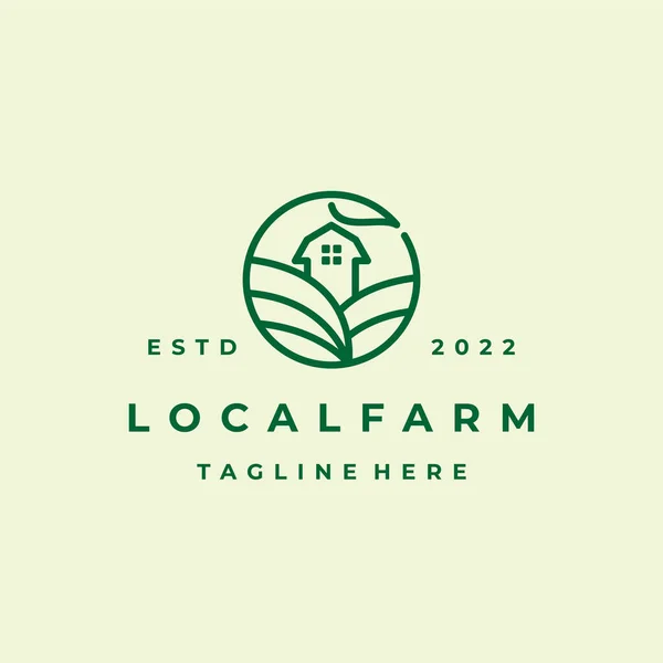Γραμμή Τέχνη Green Nature Farm Agriculture Λογότυπο Σχεδιασμός Διάνυσμα Εικονογράφηση — Διανυσματικό Αρχείο