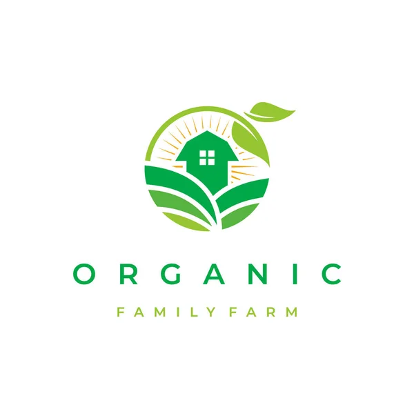 Green Nature Farm Agriculture Logo Design Vector Illustration — Stock Vector