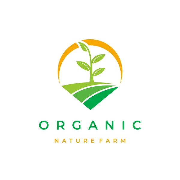 Green Nature Farm Agriculture Logo Design Vector Illustration — Stock Vector