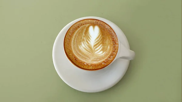 Eine Tasse Latte Art Kaffee Als Hintergrund — Stockfoto