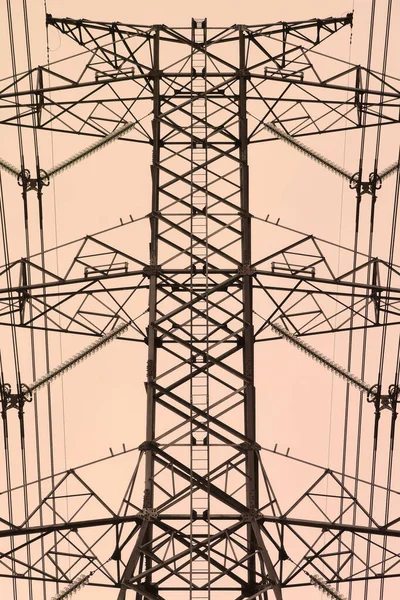 Alta Tensão Post High Voltage Torre Céu Fundo — Fotografia de Stock