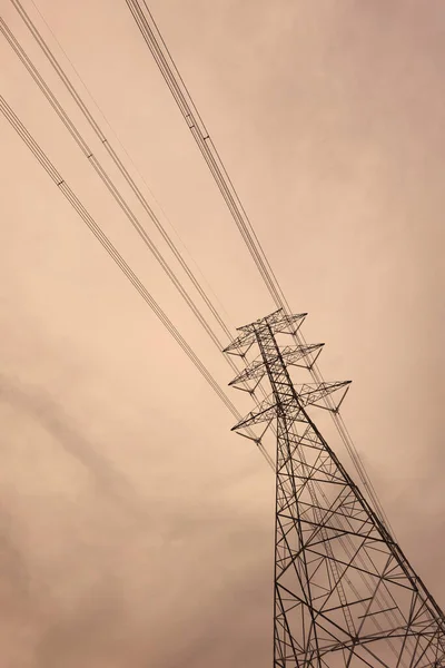 Высоковольтный Столб Высоковольтная Вышка Неба Фон — стоковое фото