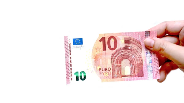 Close Banknote Hand Isolated White Background — Stock Photo, Image