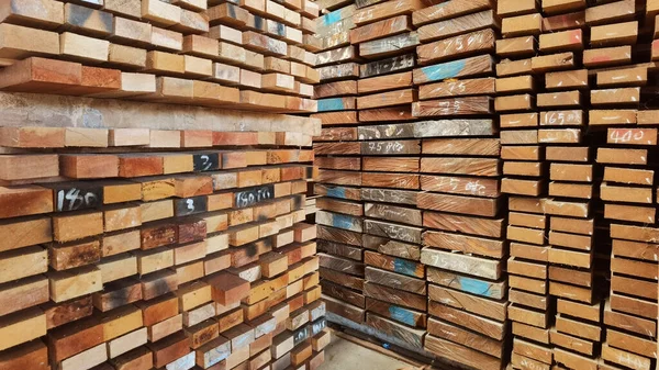 Piles Wooden Boards Warehouse — Fotografia de Stock