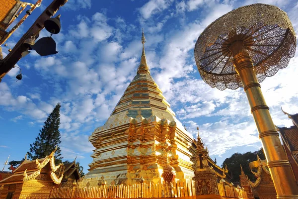 Golden Pagoda Wat Phra Doi Suthep Chiangmai Thailand — Stock Photo, Image