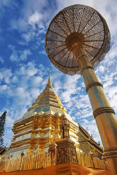 Golden Pagoda Wat Phra Doi Suthep Chiangmai Thailandia — Foto Stock