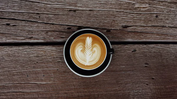Egy Csésze Latte Art Kávé Háttér — Stock Fotó