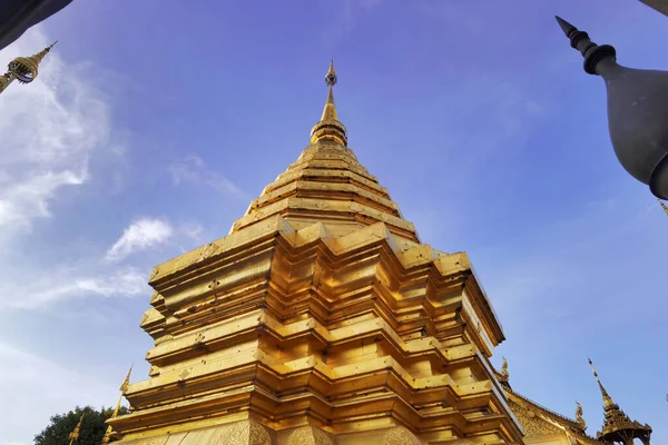 Gyllene Pagoda Wat Phra Att Doi Suthep Chiangmai Thailand — Stockfoto