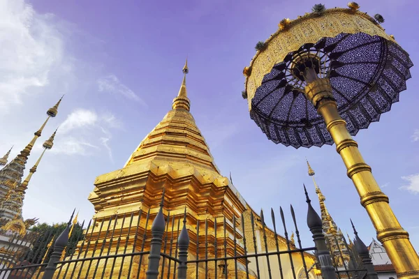 Golden Pagoda Wat Phra Doi Suthep Chiangmai Thailand — Stock Photo, Image
