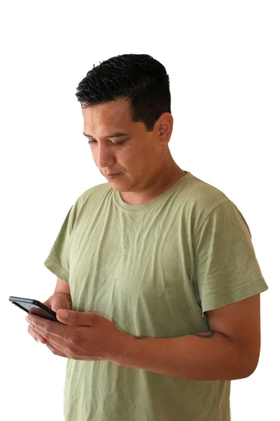 Hombre Mensajes Texto Teléfono Móvil — Foto de Stock